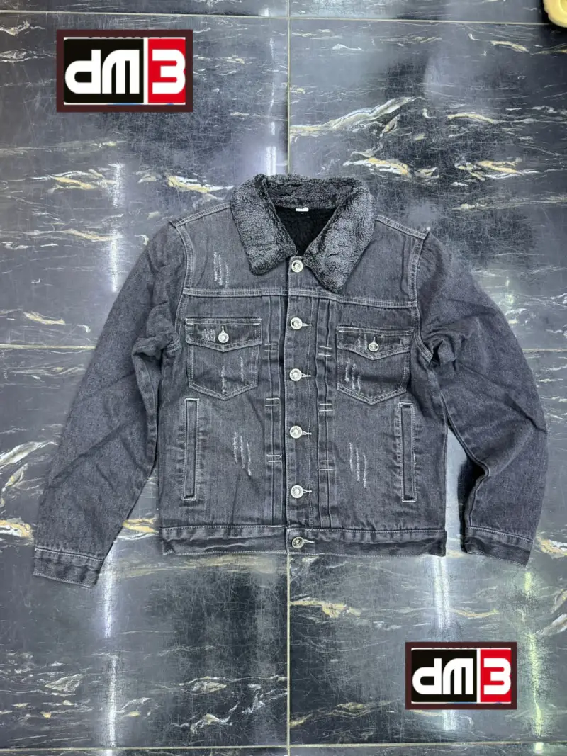 Jaqueta Jeans Clássica · Preto / Cinzento
