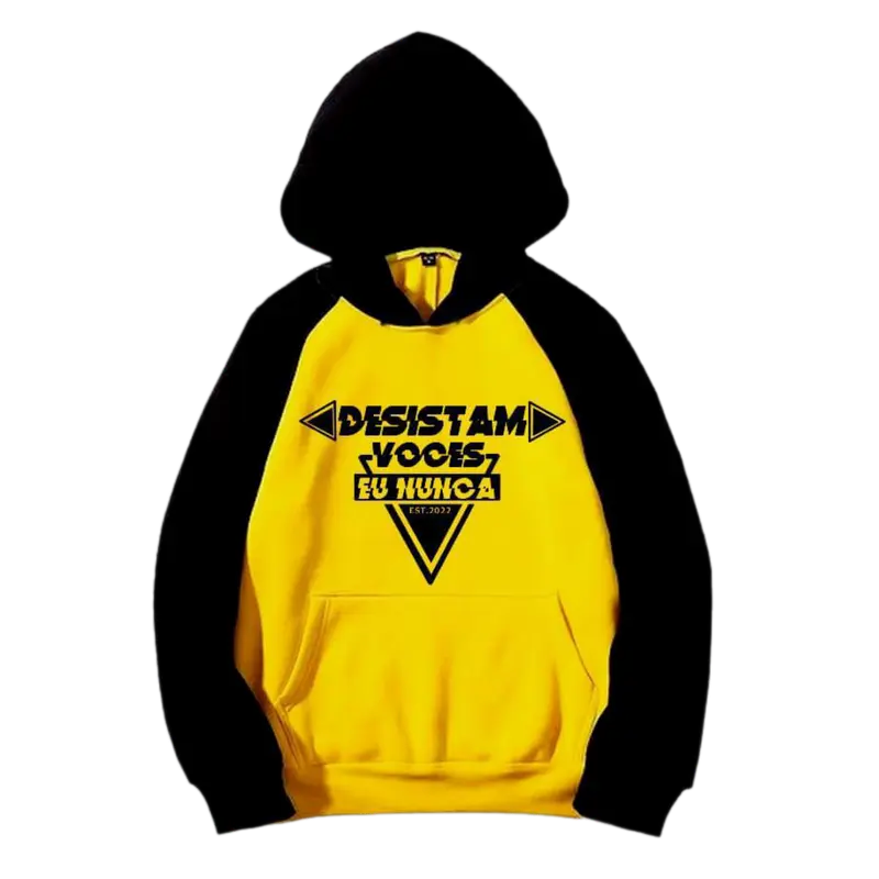 Camisola - Moletom "Desistam Vocês, Eu Nunca" · Preto /Amarelo
