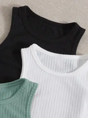 Top de Alças Canelado Cropped Branco