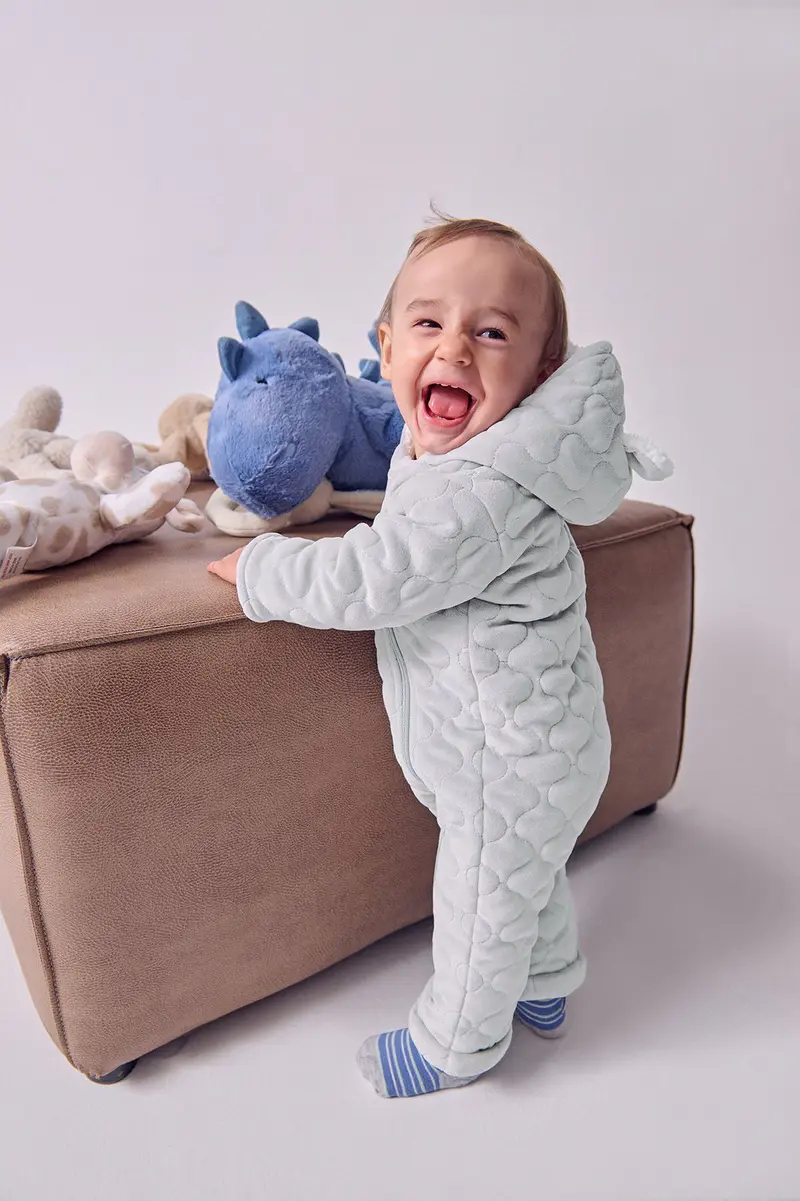 Babygrow em poliéster · Bebé · Cinzento