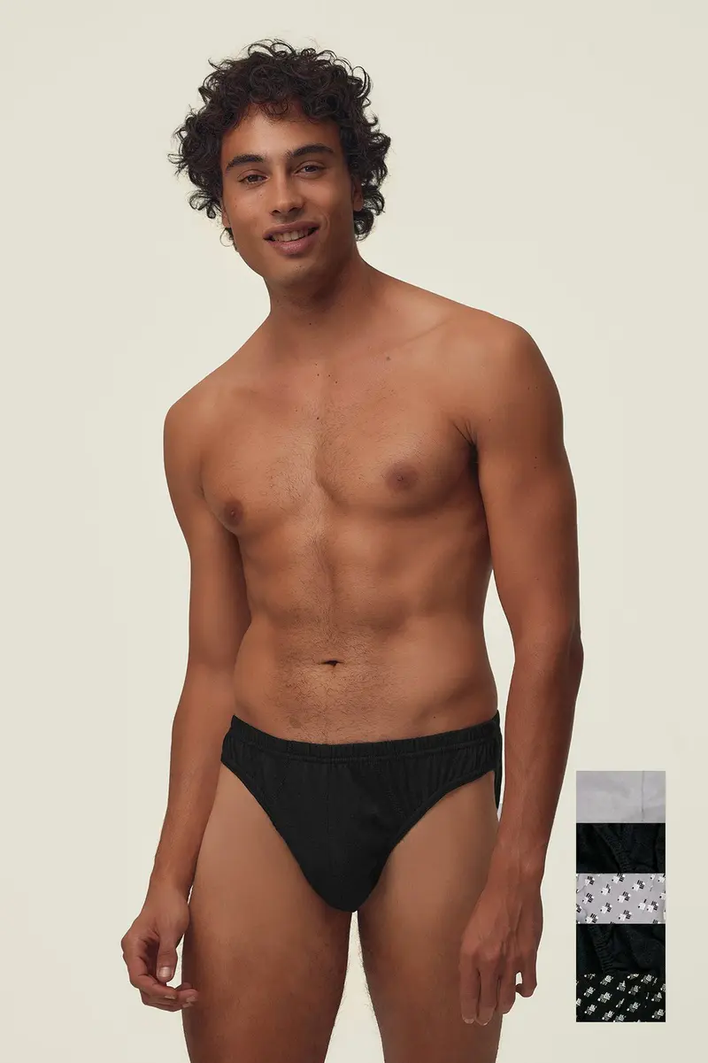 Cuecas pack de 5 em algodão · Homem · Cinzento · Modelo 2