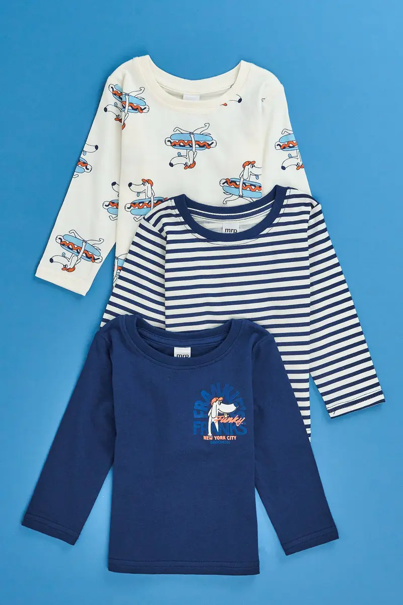 T-shirt manga comprida pack de 3 · Bebé