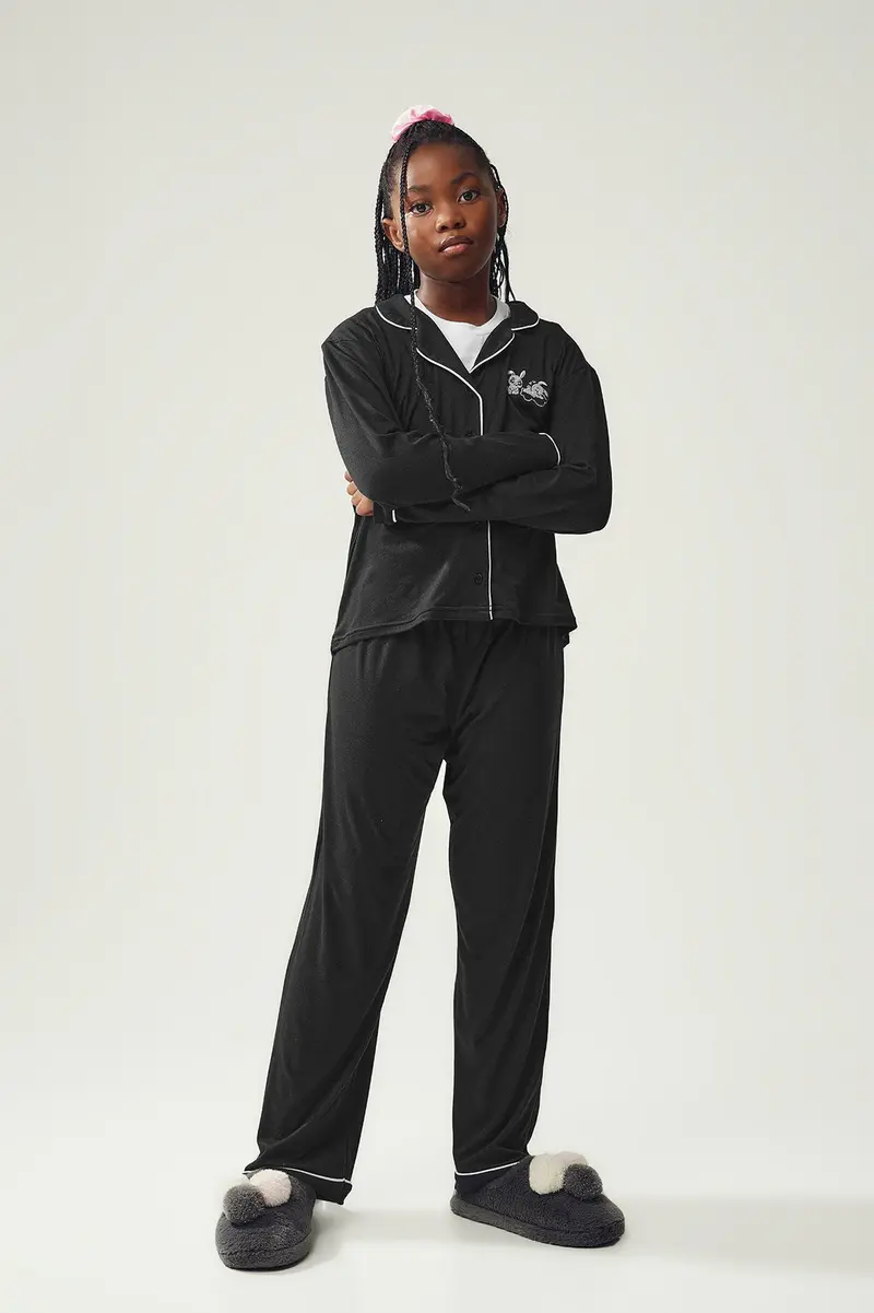 Pijama em poliéster · Menina · Preto