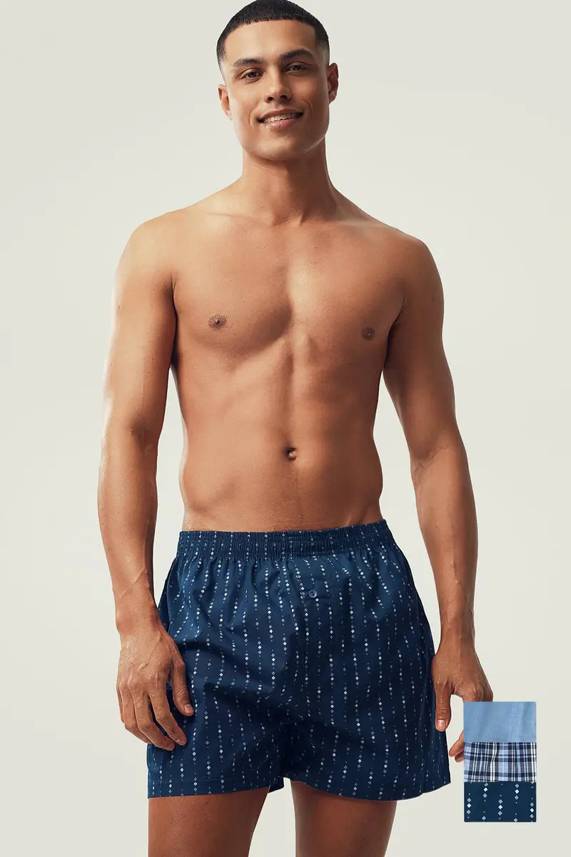 Boxers pack de 3 · Homem · Azul · Modelo 3