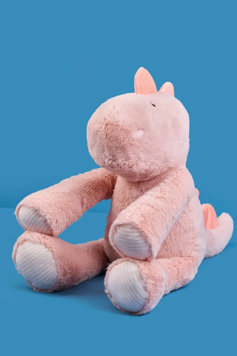 Peluche Dino em poliéster · Bebé · Rosa Bebe