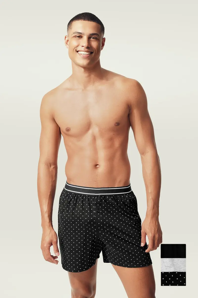 Boxers pack de 3 em algodão · Homem · Preto