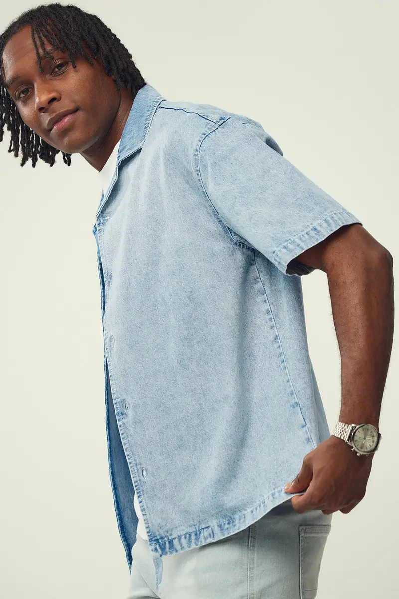 Camisa largo de ganga · Homem