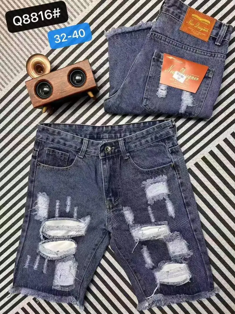 Calções Jeans Destroyed Premium – Vários Modelos · Azul / Cinzento / Branco