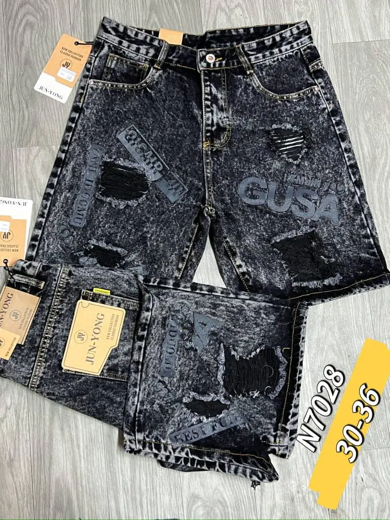 Calções Jeans Destroyed Premium – Vários Modelos · Cinza Prateado Fosca
