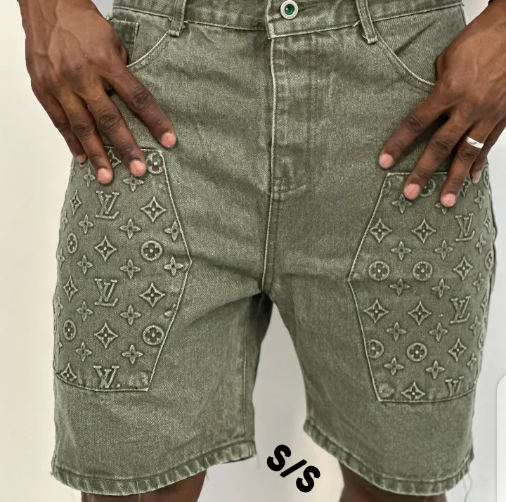 Shorts Denim Verde Estampado LV · Verde iceberg