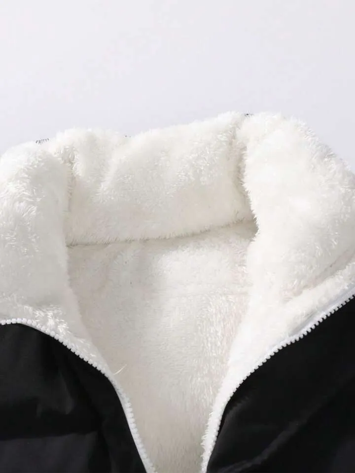Colete Acolchoado com Forro de Pelúcia para Homem · Preto
