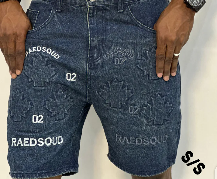 Shorts Denim Verde Estampado LV · Azul Escuro