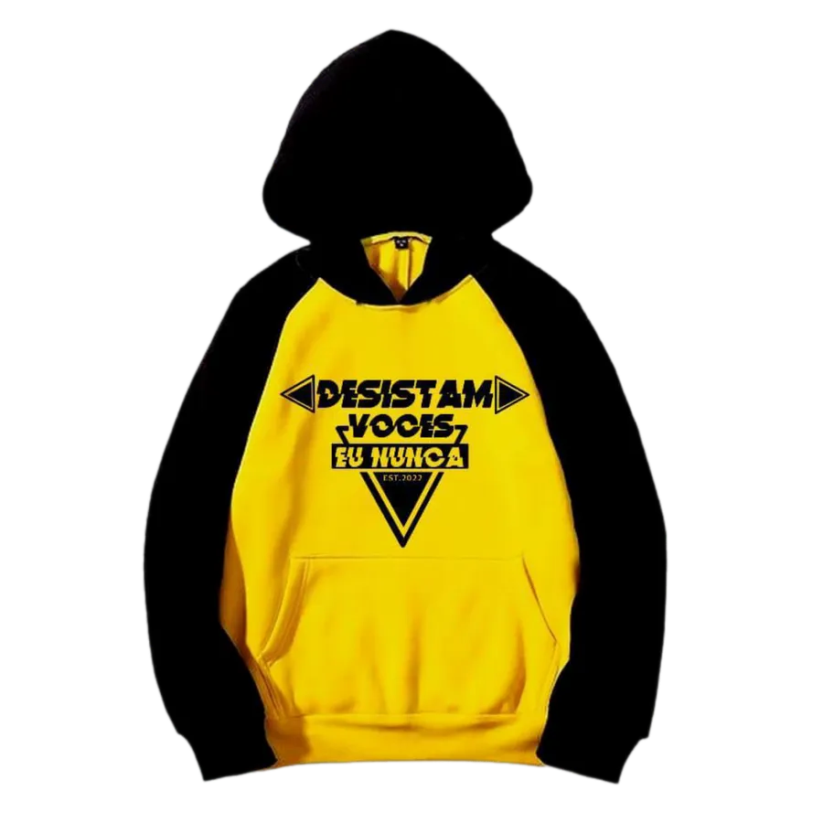 Camisola - Moletom "Desistam Vocês, Eu Nunca" · Preto / Amarelo