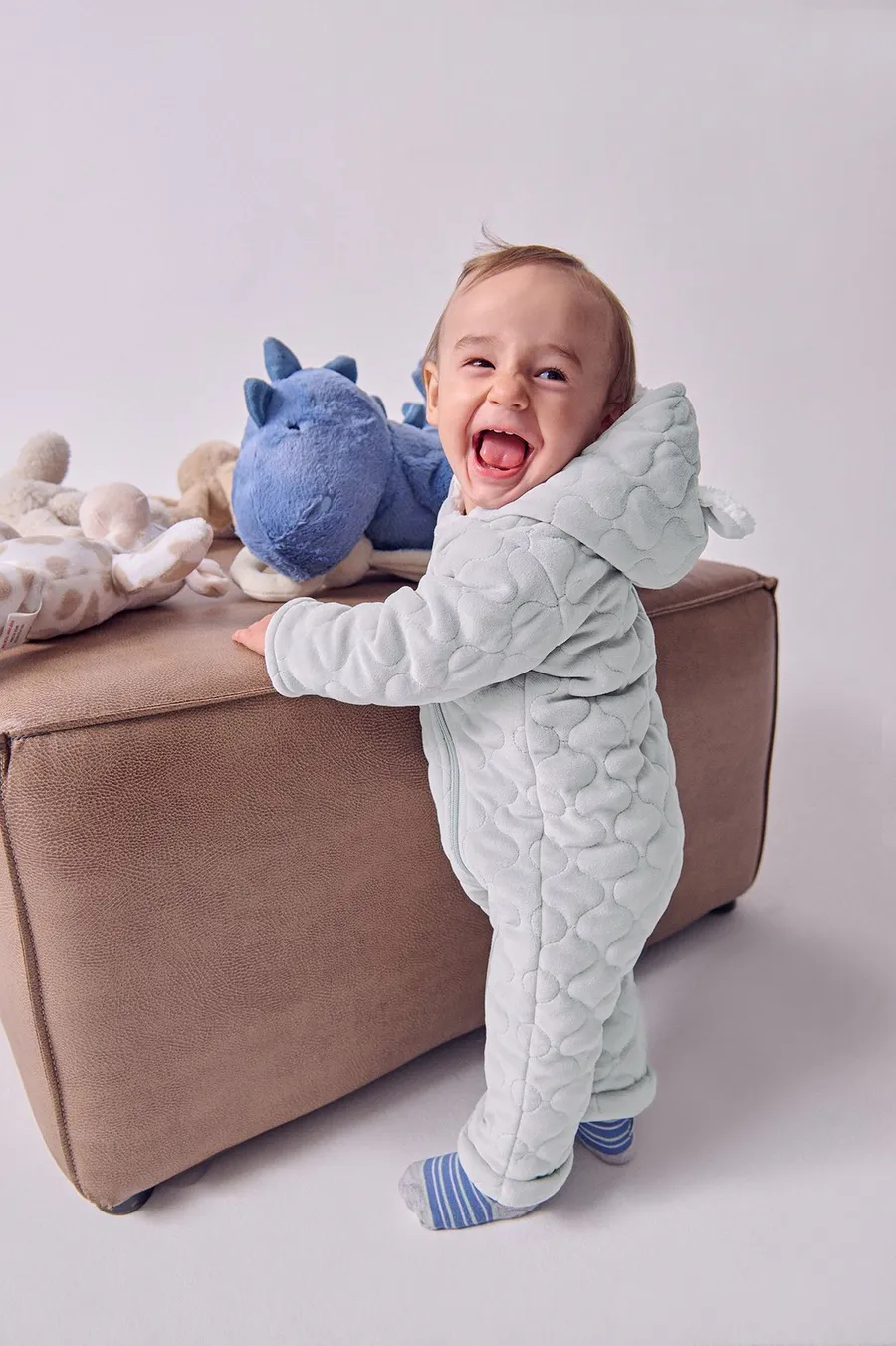 Babygrow em poliéster · Bebé · Cinzento