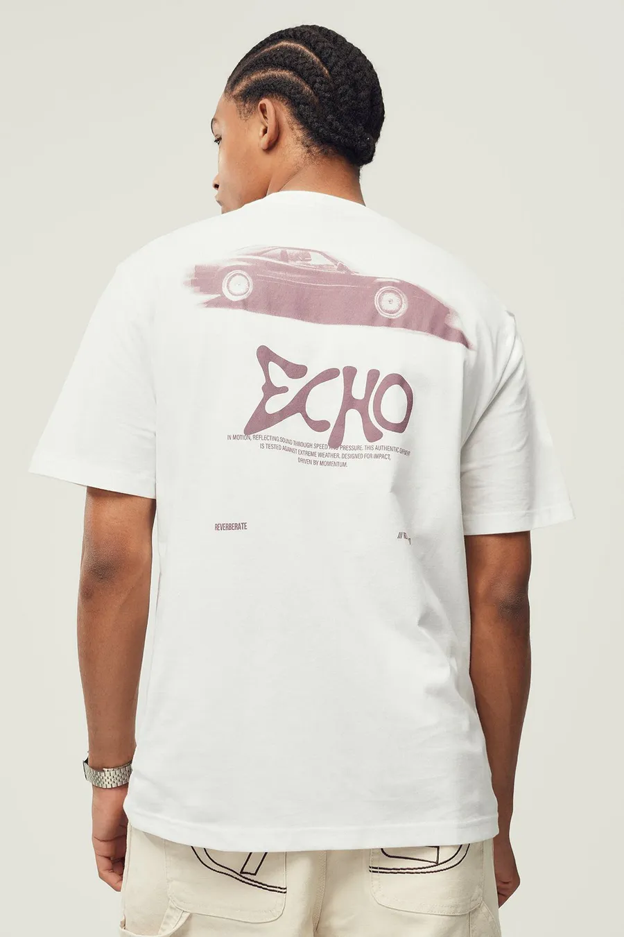 T-shirt largo em algodão · Homem · Creme