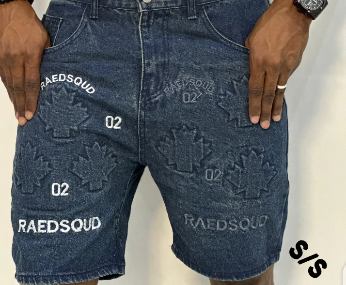 Shorts Denim Verde Estampado LV · Azul Escuro