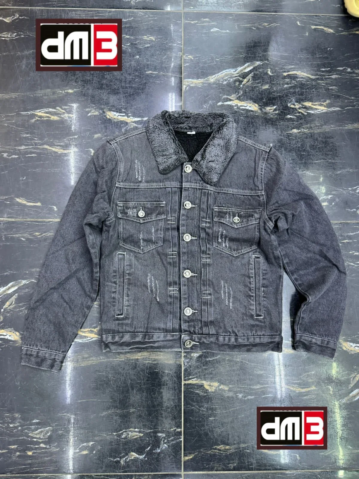 Jaqueta Jeans Clássica · Preto / Cinzento