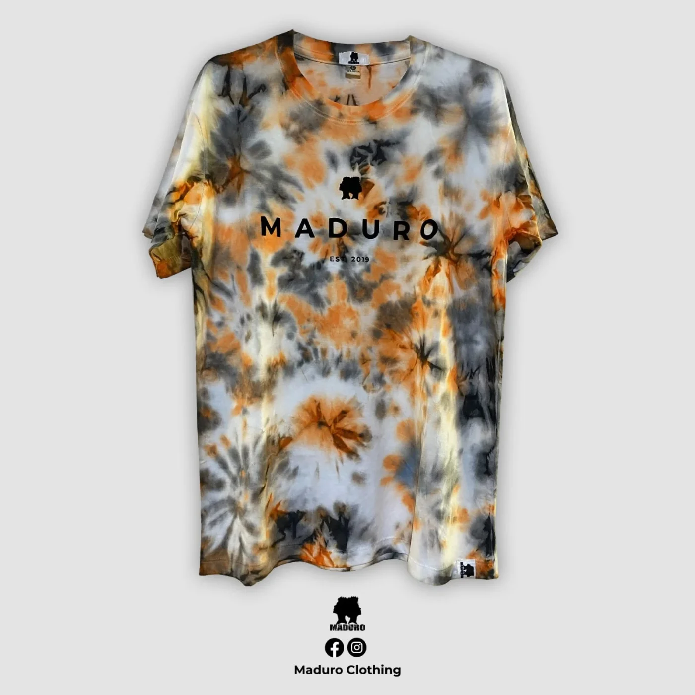 Camiseta Tie-Dye Maduro · Laranja / Branco / Preto / Cinzento