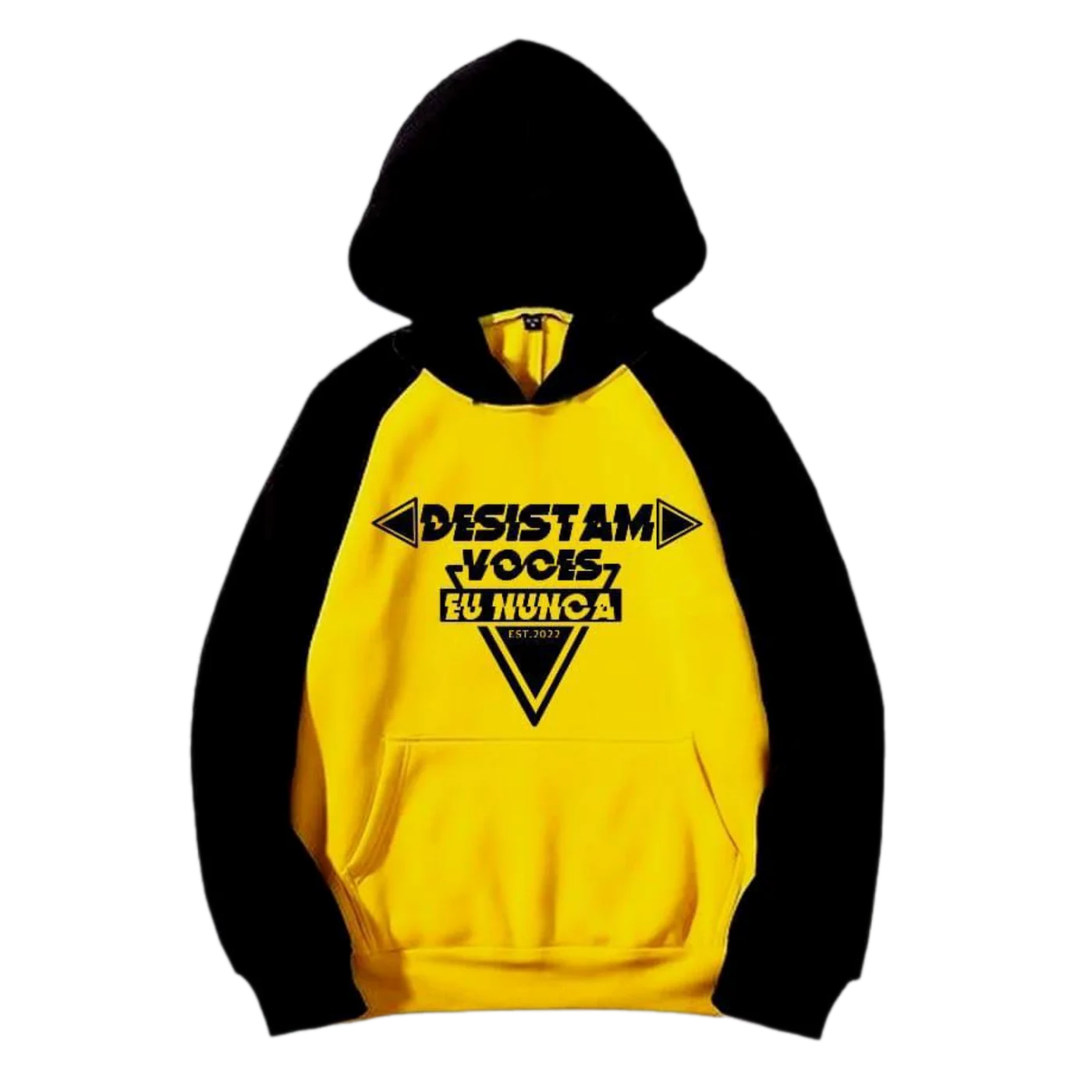 Camisola - Moletom "Desistam Vocês, Eu Nunca" · Preto / Amarelo
