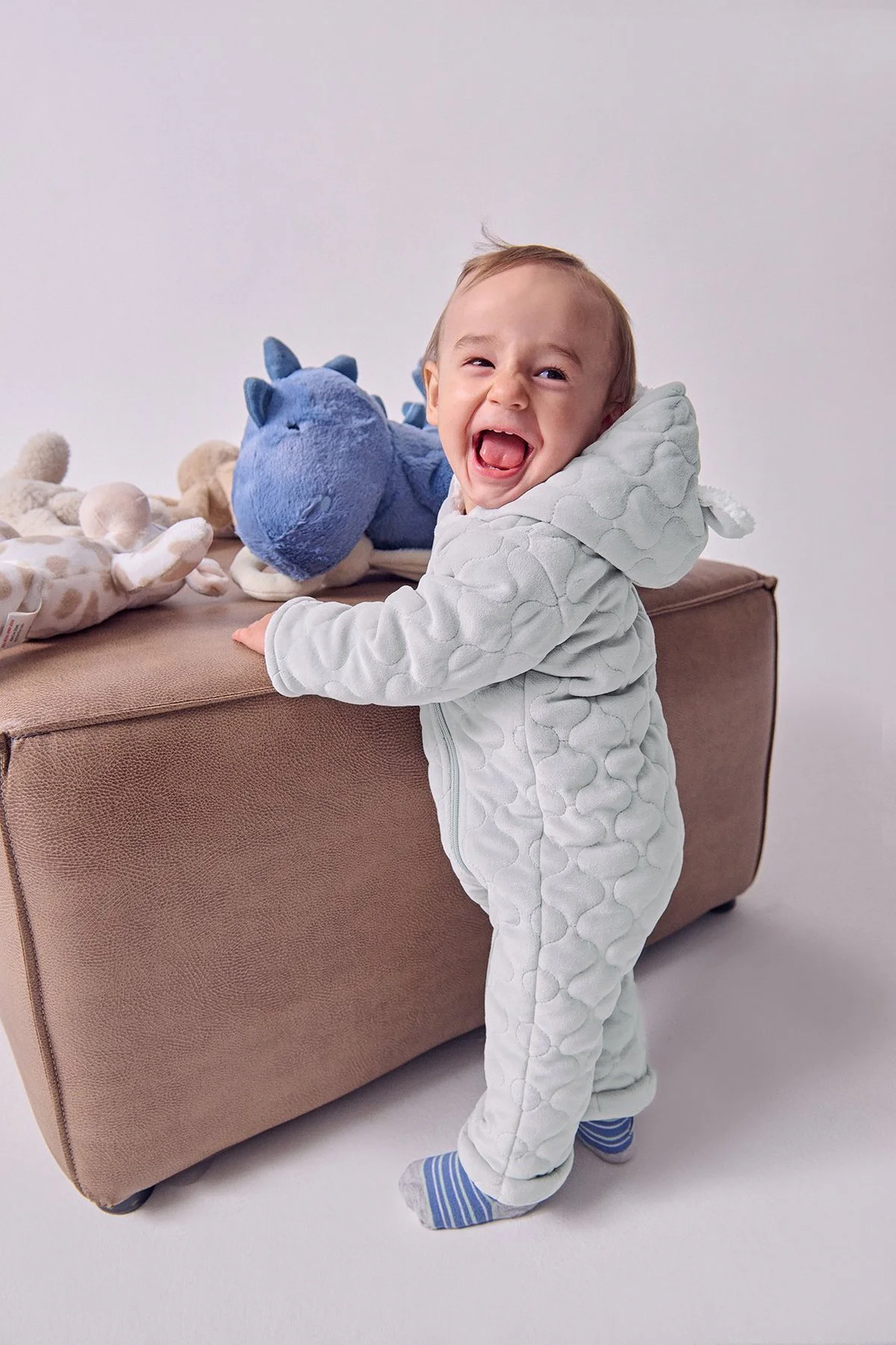 Babygrow em poliéster · Bebé · Cinzento