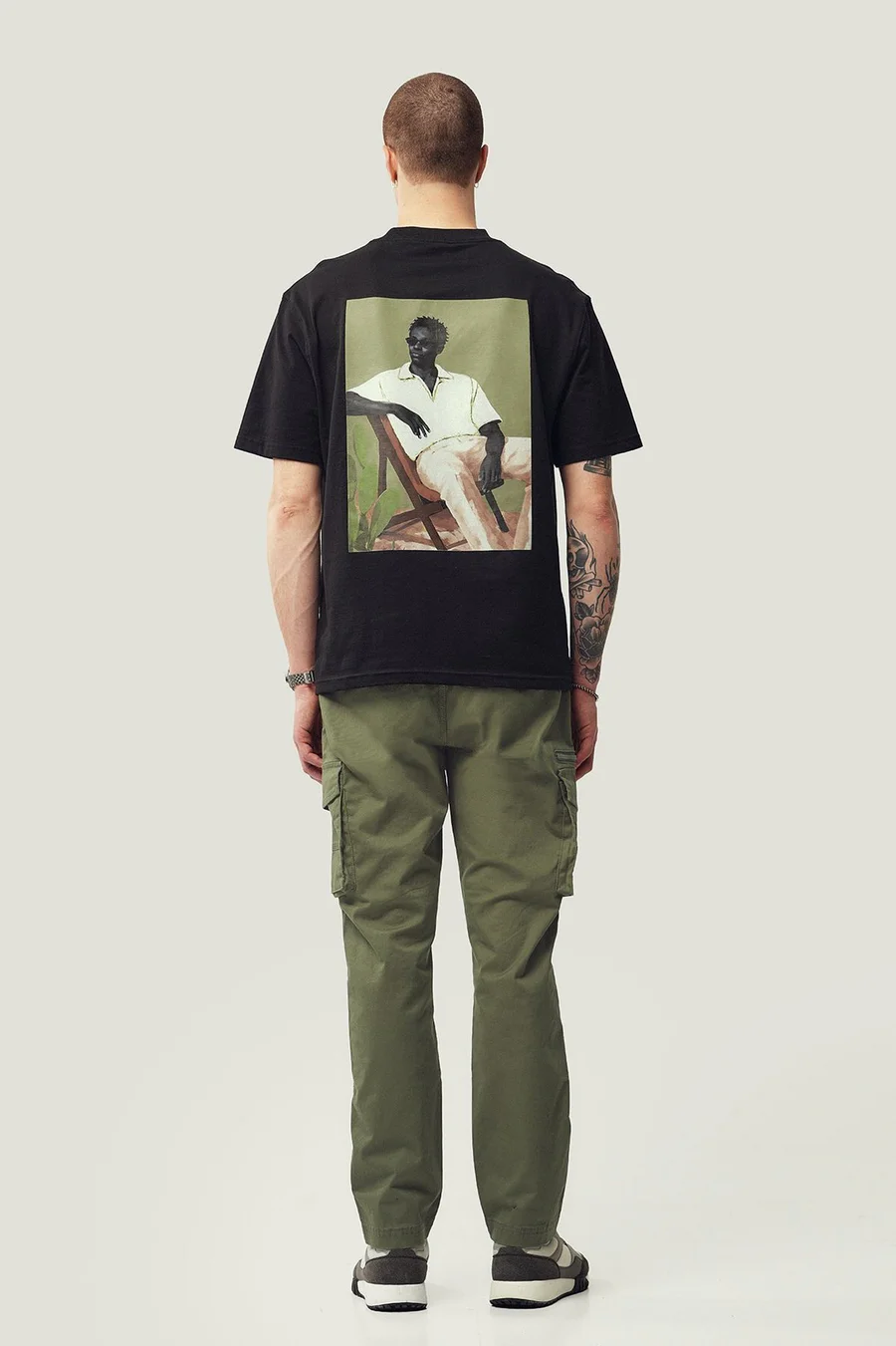Calças Tapered em algodão · Homem · Verde Oliveira