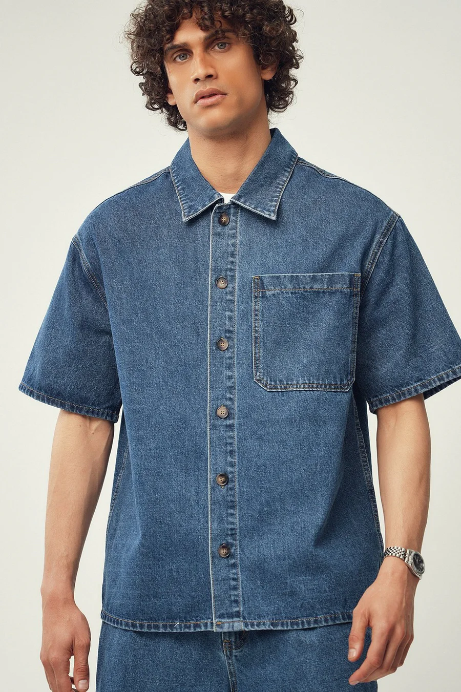 Camisa largo de ganga · Homem