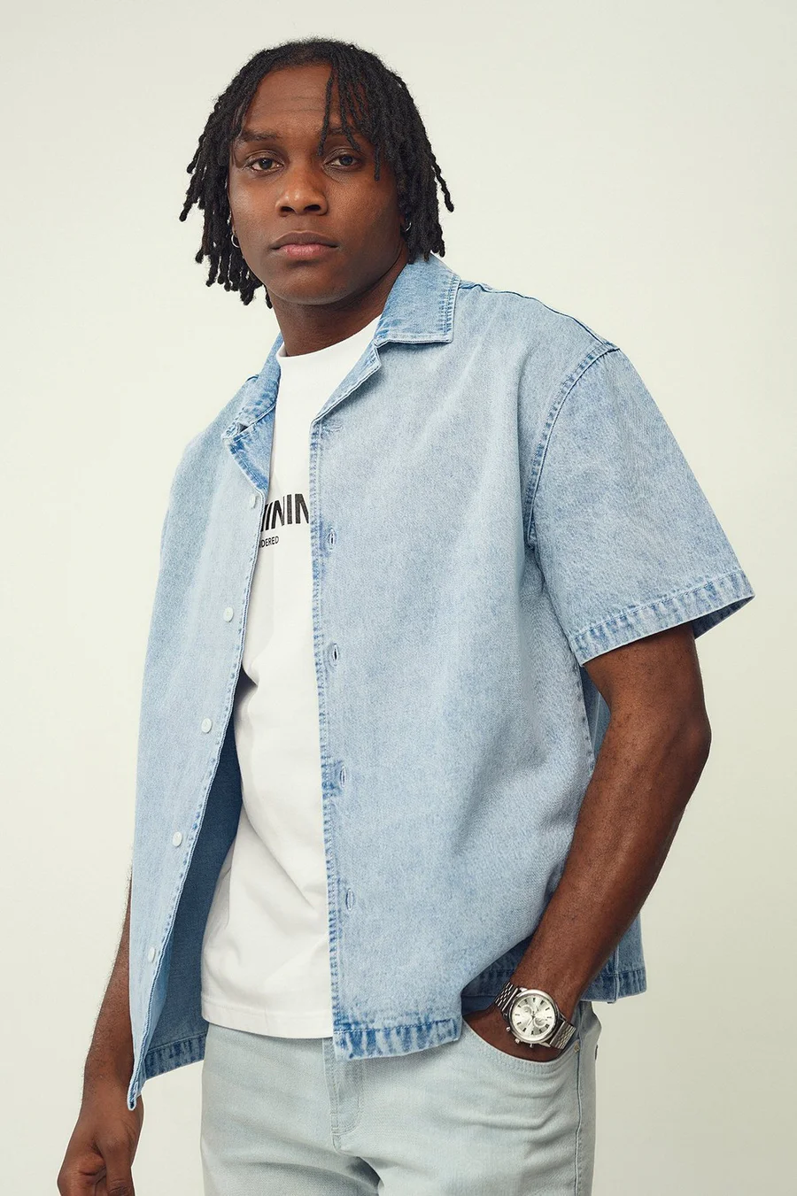 Camisa largo de ganga · Homem