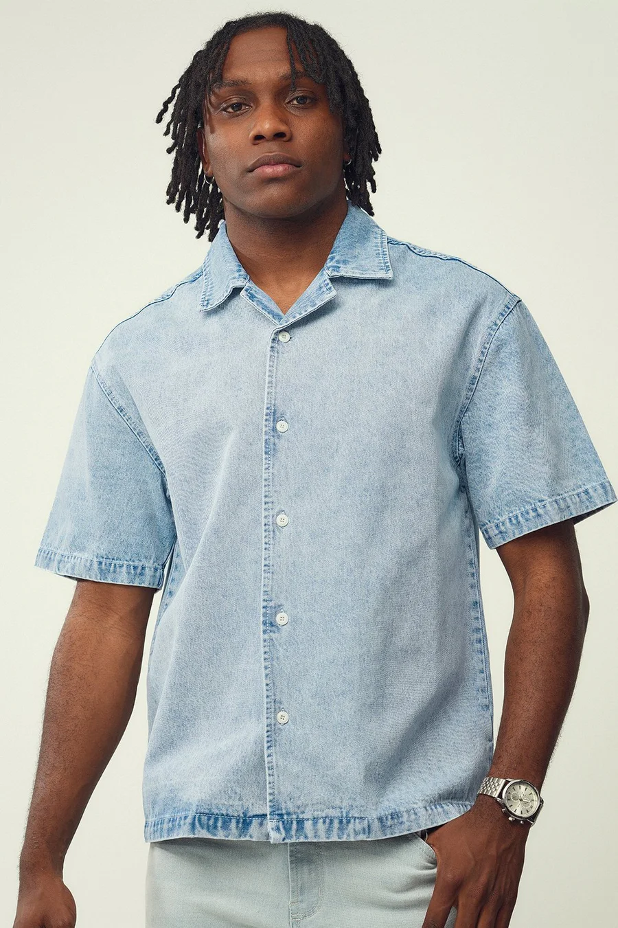 Camisa largo de ganga · Homem