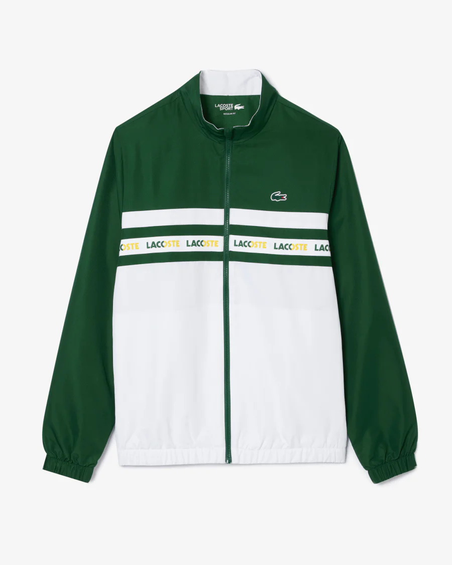Conjunto Esportivo Masculino Verde Lacoste – Jaqueta e Calça em Tafetá Reciclado