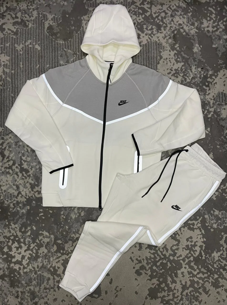 Conjunto Esportivo Nike Moderno com Capuz · Cinzento / Branco