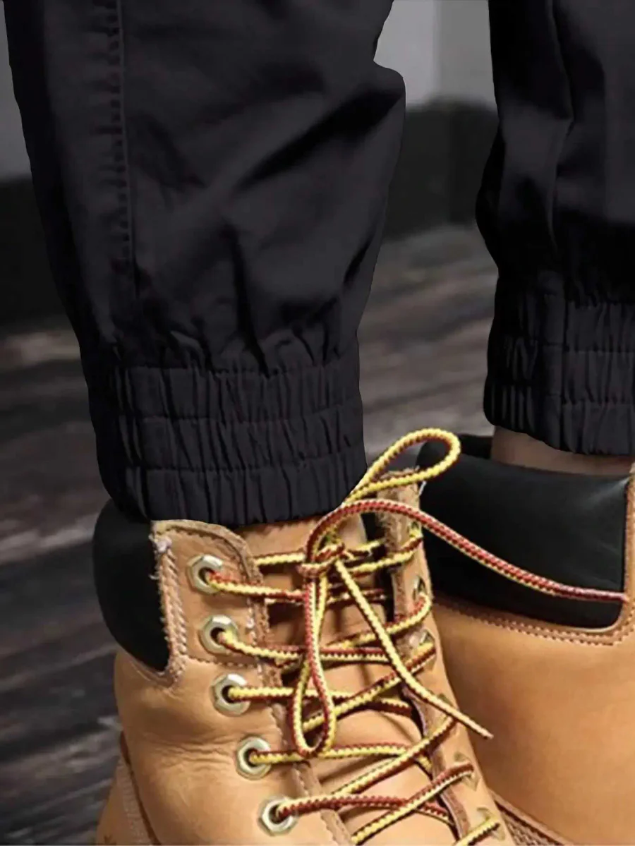 Calça Masculina de Trabalho ao Ar Livre Verão Elástica em Algodão com Bolsos · Preto