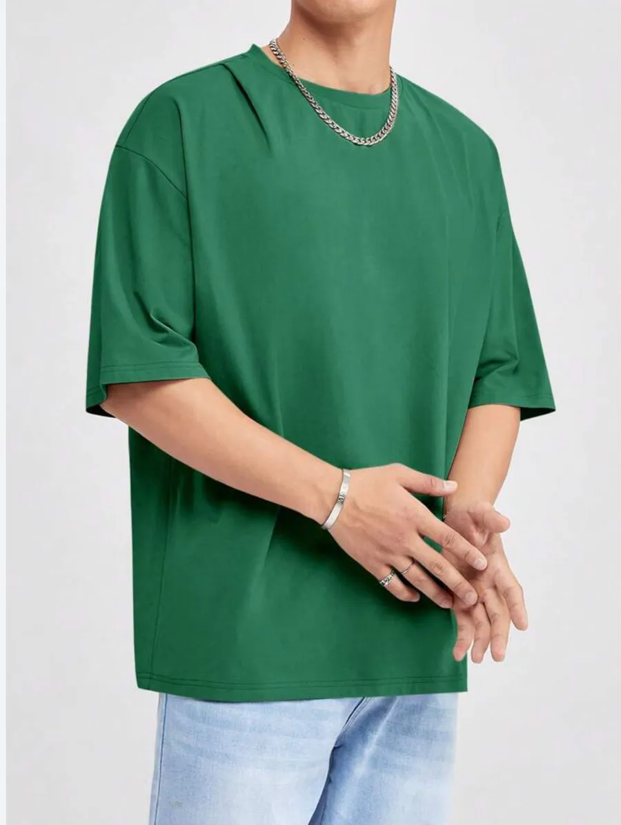Camiseta KingSize Masculina Grande & Alta No Sweat com Gola Redonda · Verde Escuro