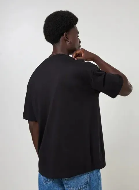 Camiseta KingSize Masculina Grande & Alta No Sweat com Gola Redonda · Preto