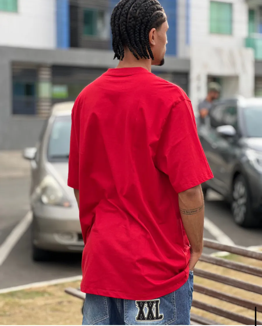 Camiseta KingSize Masculina Grande & Alta No Sweat com Gola Redonda · Vermelho
