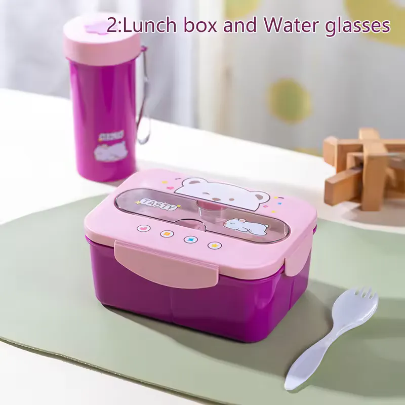 Conjunto Lancheira e Copo de Água Kawaii - Estilo Estudante · Rosa