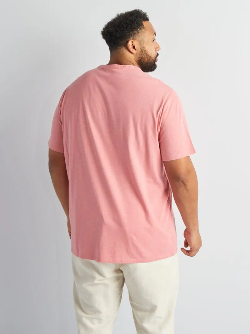 Camiseta KingSize Masculina Grande & Alta No Sweat com Gola Redonda · Rosa Bebe