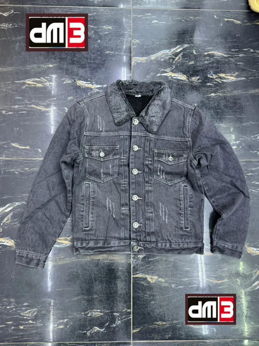 Jaqueta Jeans Clássica · Preto / Cinzento