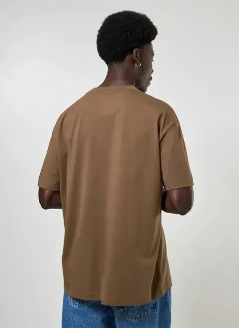 Camiseta KingSize Masculina Grande & Alta No Sweat com Gola Redonda · Castanho
