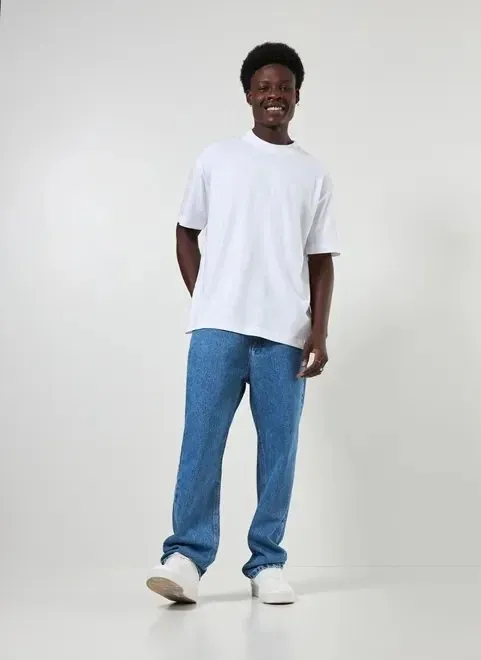 Camiseta KingSize Masculina Grande & Alta No Sweat com Gola Redonda · Branco