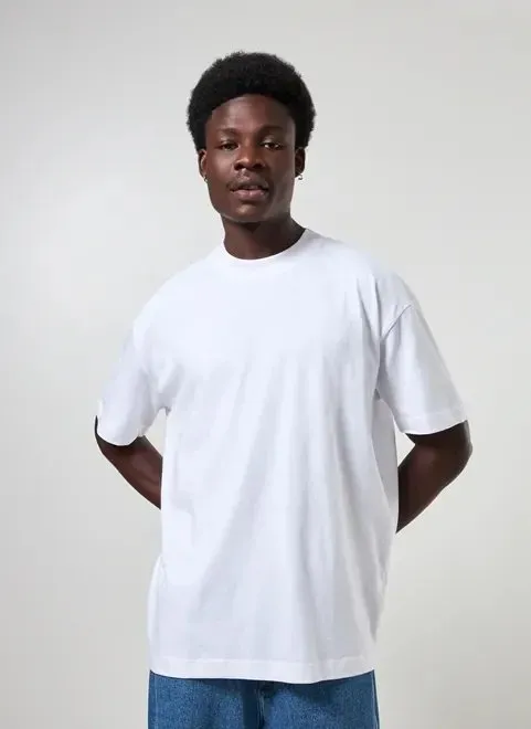 Camiseta KingSize Masculina Grande & Alta No Sweat com Gola Redonda · Branco