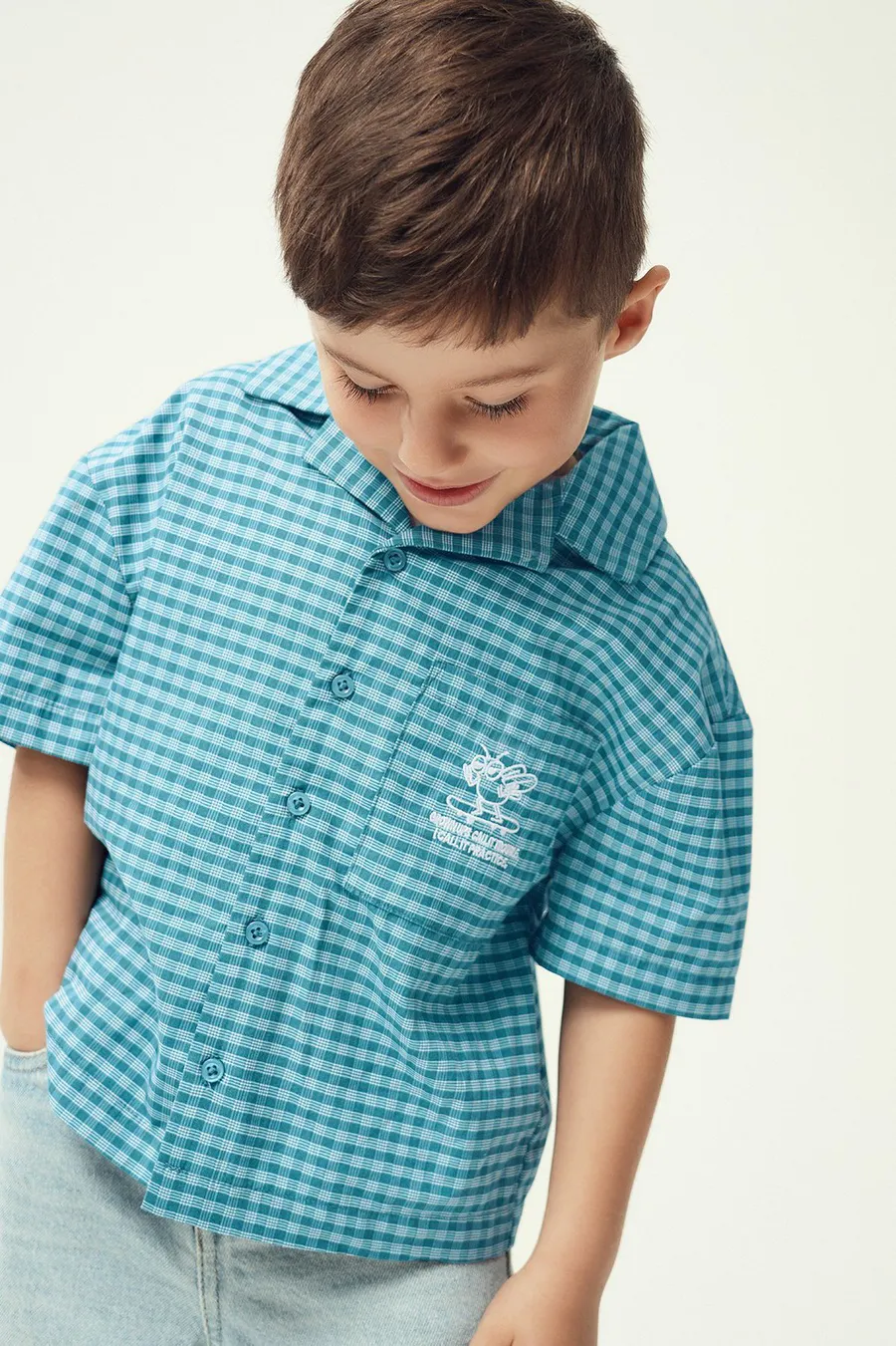 Camisa Boxy em algodão · Menino · Azul