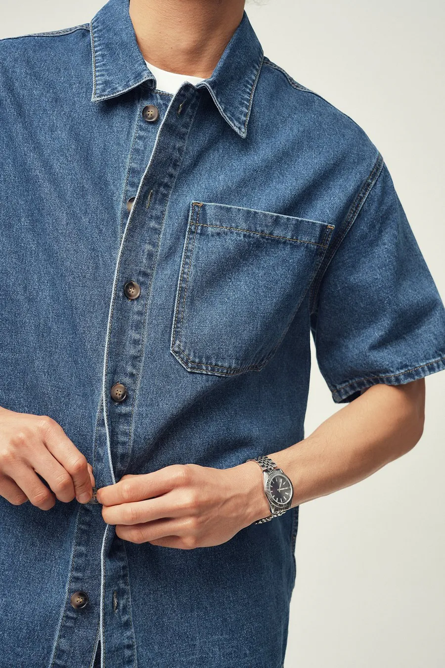 Camisa largo de ganga · Homem