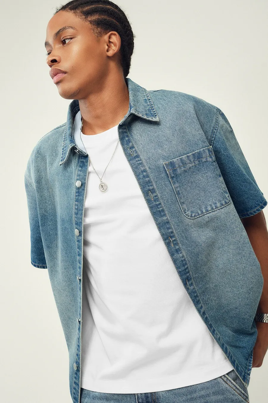 Camisa largo de ganga · Homem