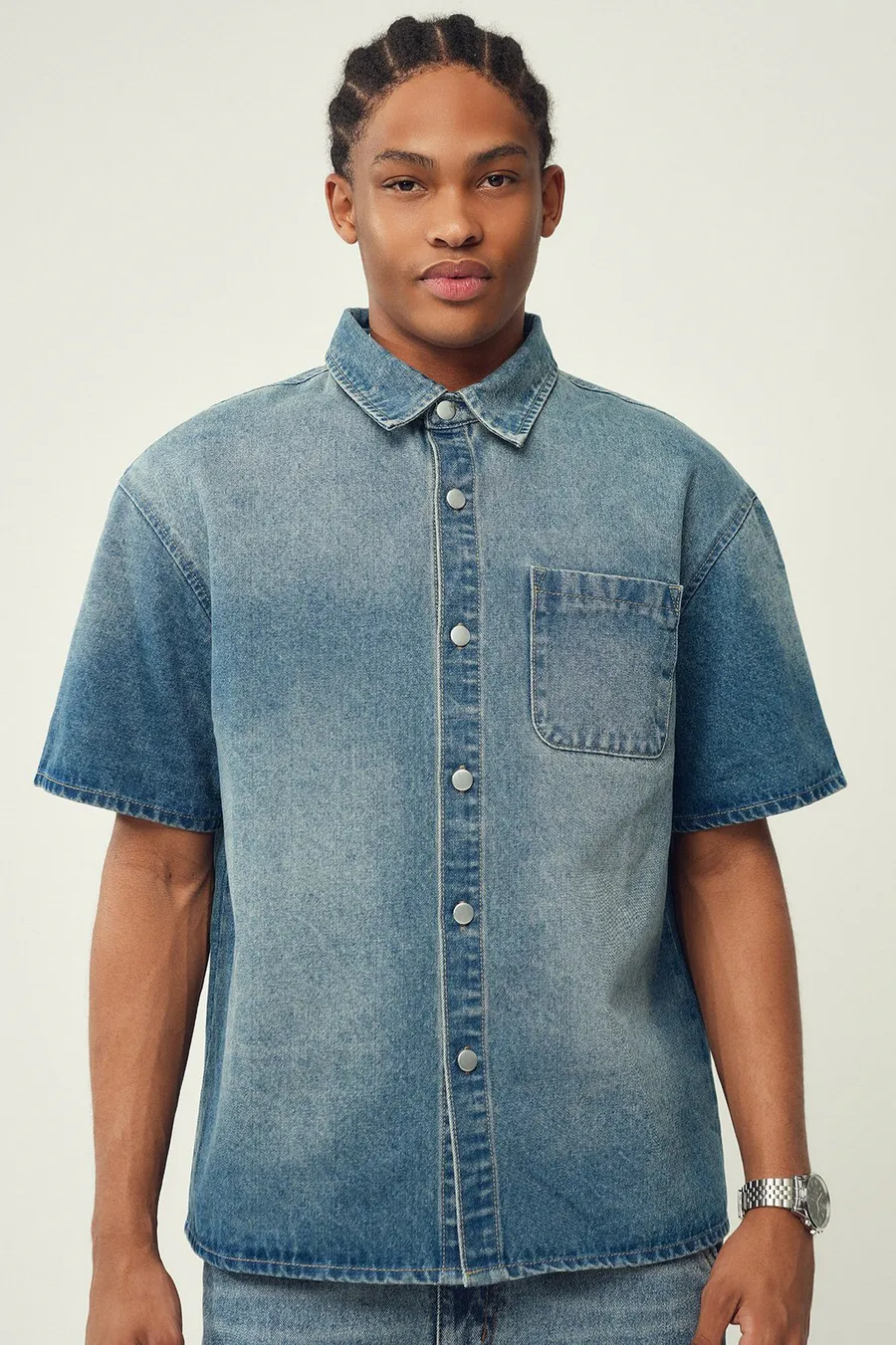 Camisa largo de ganga · Homem