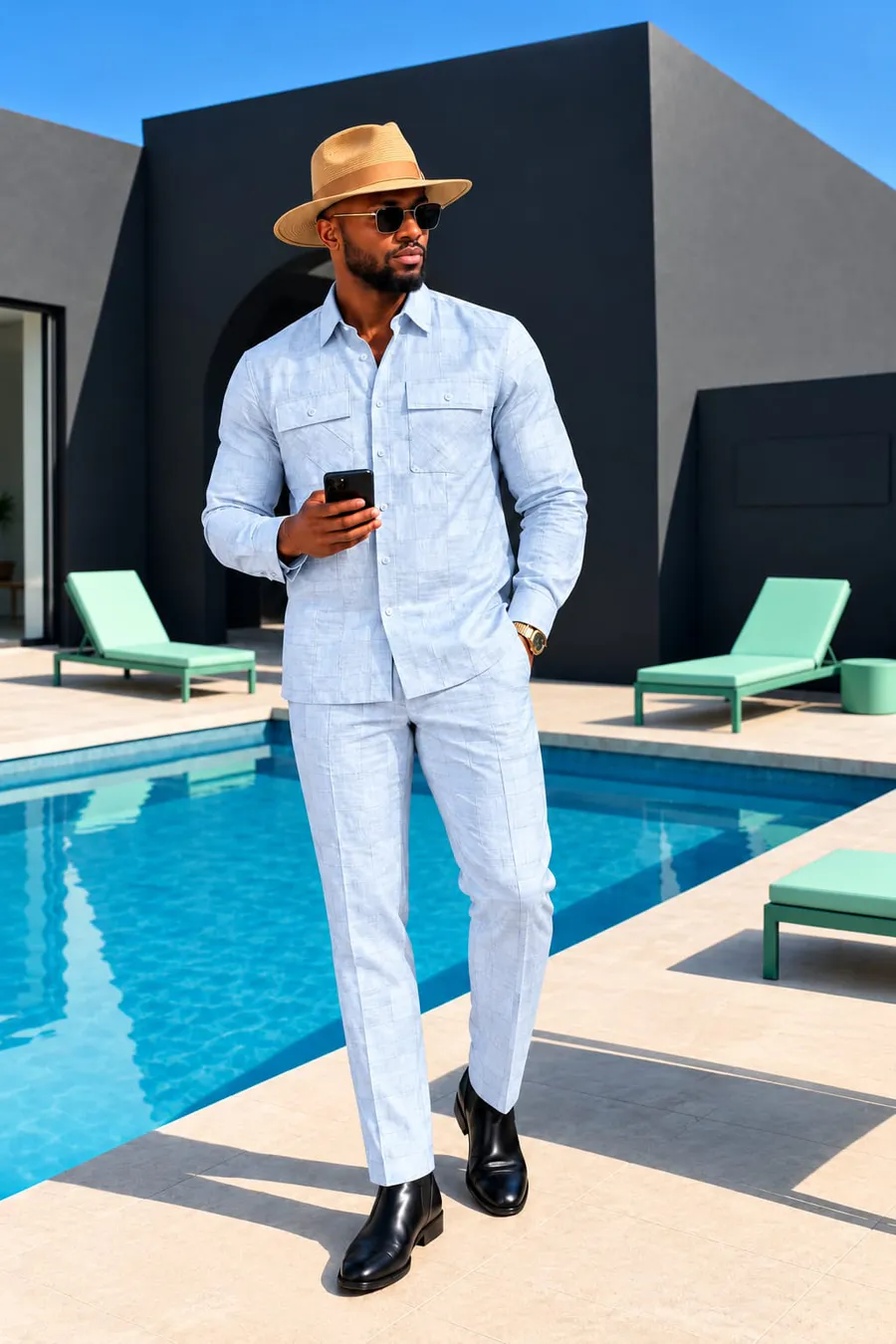 Conjunto de Camisa e Calças em Linho
