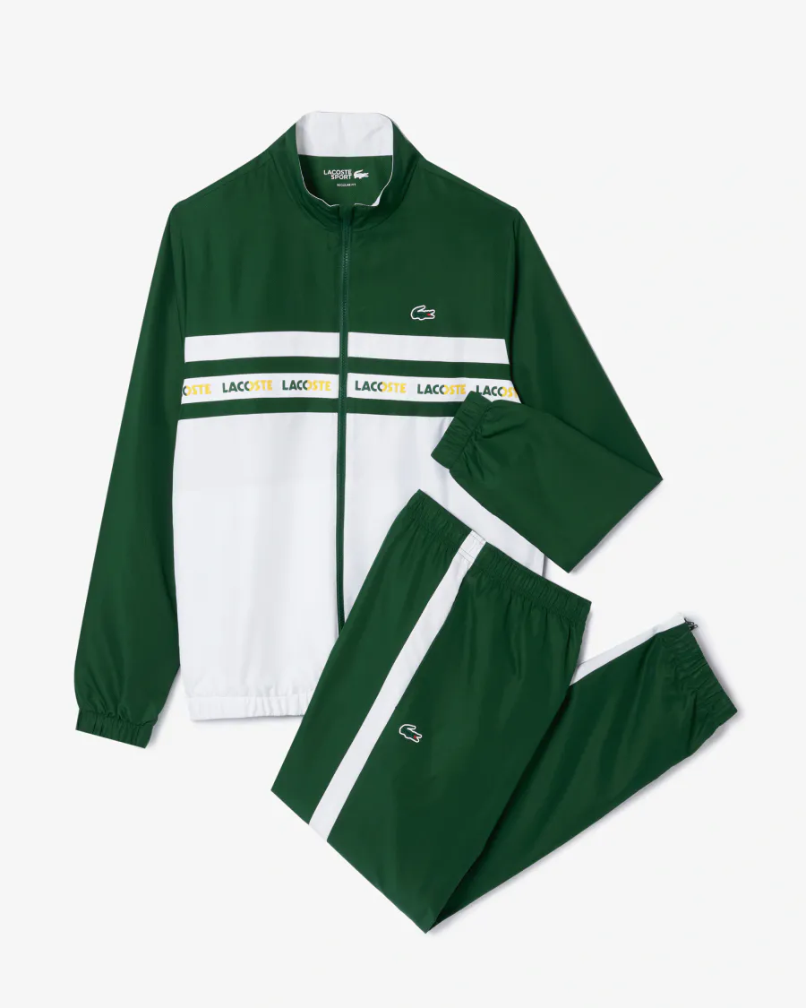 Conjunto Esportivo Masculino Verde Lacoste – Jaqueta e Calça em Tafetá Reciclado