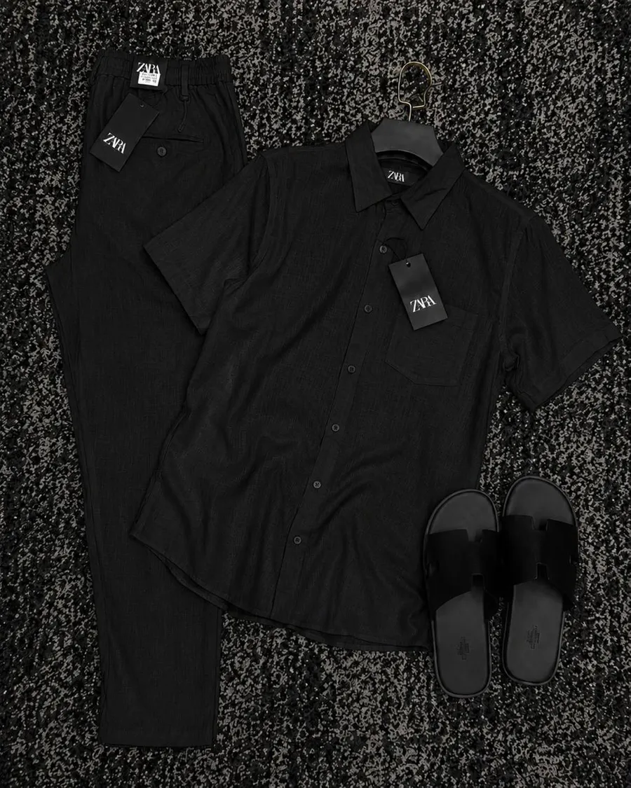 Conjunto Linho Masculino Zara — Camisa Manga Curta + Calça