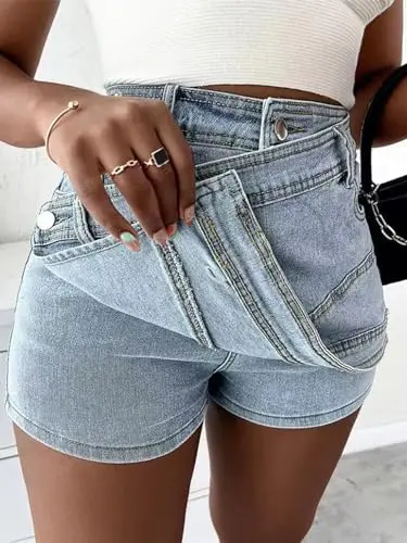Skort Jeans Feminino Cintura Alta Estilo Coreano