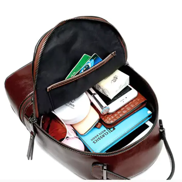 Mochila Feminina Premium em Couro Genuíno com Design Moderno