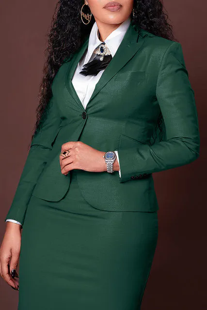 Terno Blazer Feminino e Saia Lápis Elegante · Verde
